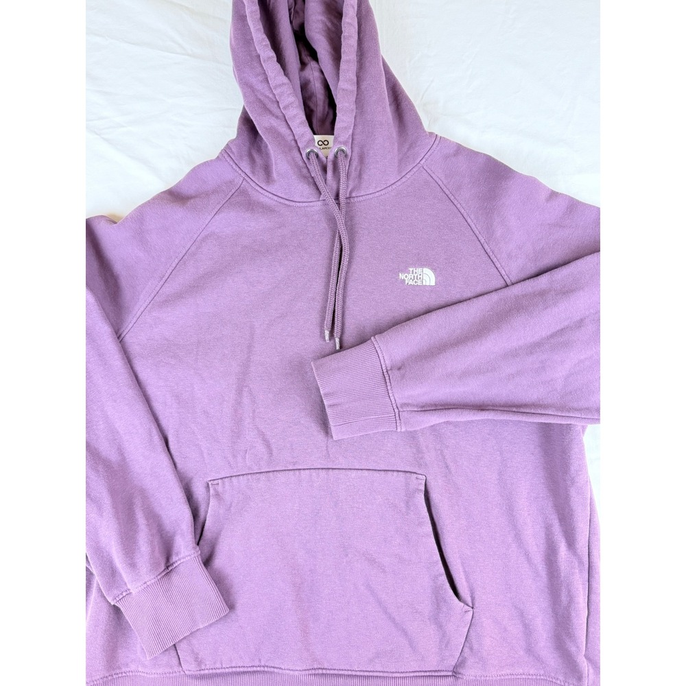 The North Face Hoodie Womens XL Purple Circular Design Pullover Logo Raglan
